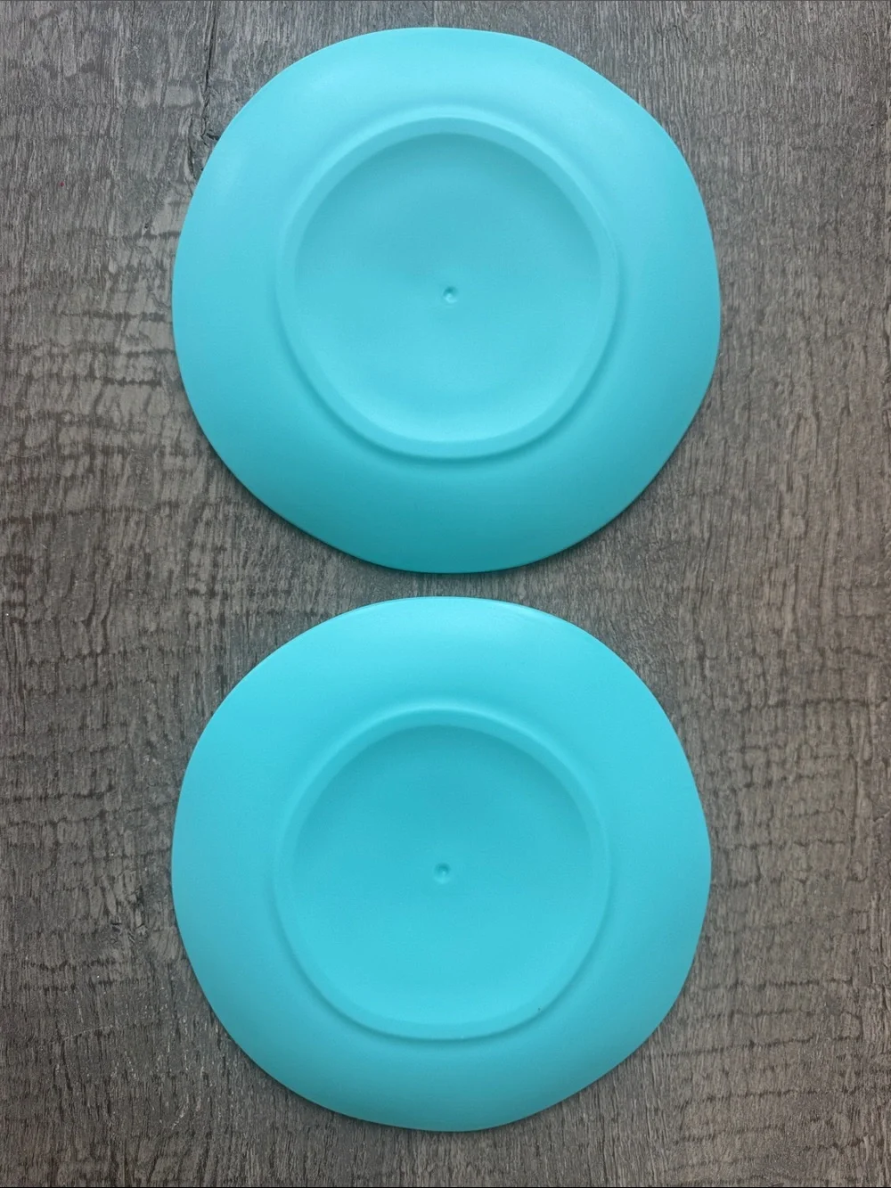 Set of 4 Colorful Heavy Duty Plastic Plates - Teal & Navy 10.5” round